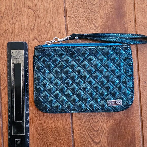 Express Sparkling Teal Bling Clutch with Zipper - Picture 1 of 3